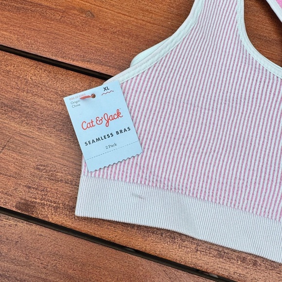 Cat & Jack Girls' 2pk Ribbed Sports Bra - Pink and Mint Size XL NWT - Picture 3 of 6